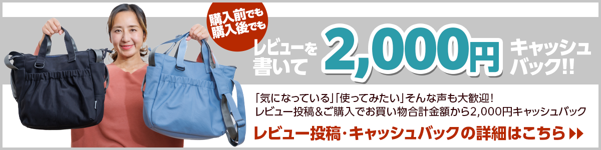 レビューを書いて2,000円キャッシュバック